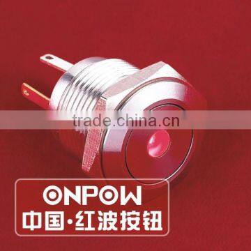 ONPOW 16mm 12V dot led 12v led push button switch with long pins (GQ16F-10D/JL/R/1.8V/S) CE, RoHS