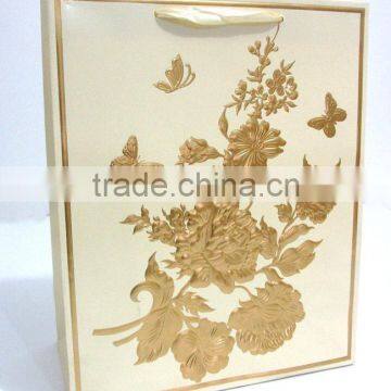 paper gift shopping bag embossed flower