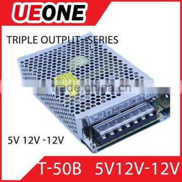 UEONE 50w Triple output 5v5A 12v1A -12v1A switching power supply T-50B