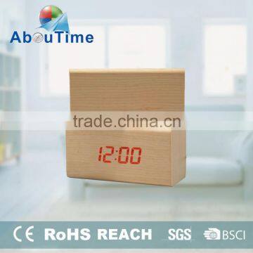 Customized pretty cube digital LED wooden table clcok