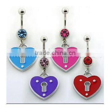 Heart keyhole belly button navel belly jewelry body jewelry