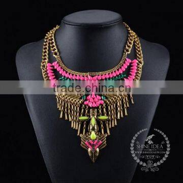 high quality vintage colorful rhinestone chunky statement necklace tin alloy fashion women pendant necklace 6390064