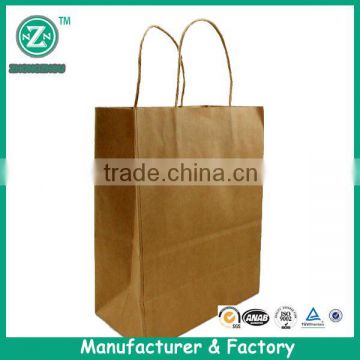 Fashionable customized recycled printed Imported brown kraft Paper Bag with cotton rope