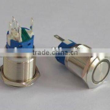 19mm ring led stainless steel push button switch with flat head