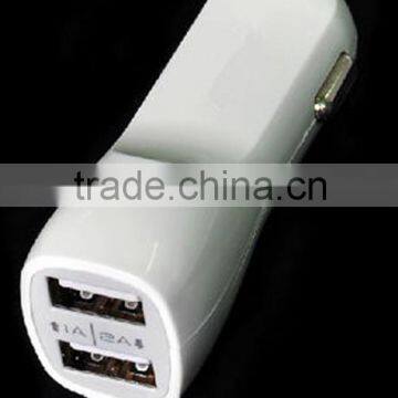 USB car charger with dual usb ports 1A/2A without cable