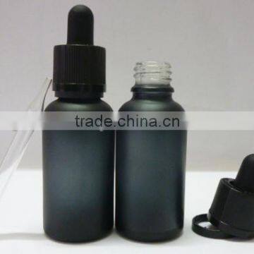 matte black Glass Boston Round Bottle w/ Black Glass Dropper