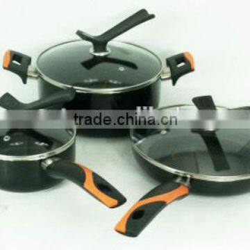 6 pcs black die cast aluminum cookware and non stick cookware set