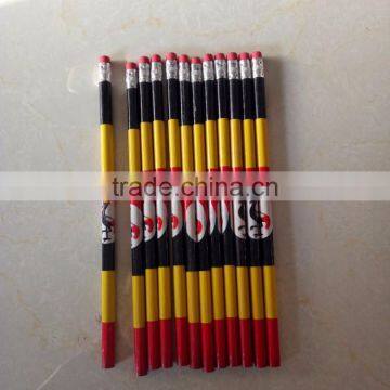 12PCS/Opp bag packing round shape wooden pencil for Uganda