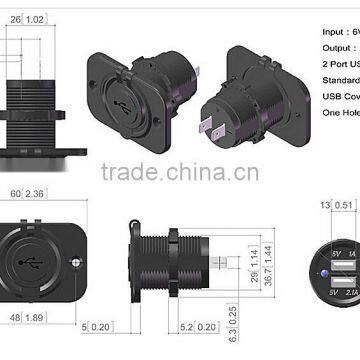 Car Waterproof Dual USB Socket With Mounting Panel photo-6