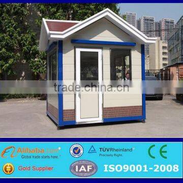 flat pack high quality prefab steel frame guard house with metal carved board