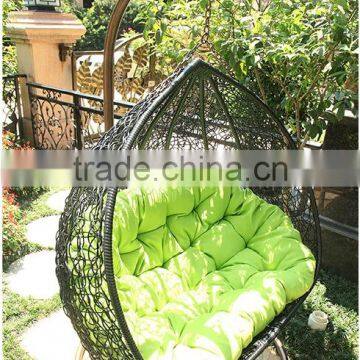 Water Drop Shape White Synthetic Rattan Outdoor Lover Seat Swing Chair photo-5