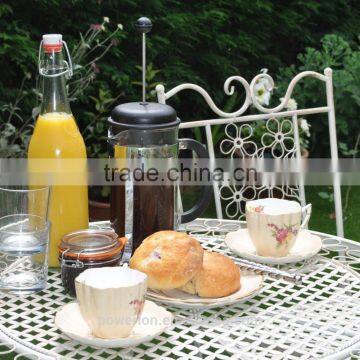 Bistro Set White With Foldable Table and Chairs Outdoor Furniture photo-3