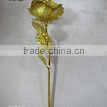 Decorative artificial golden mental flower