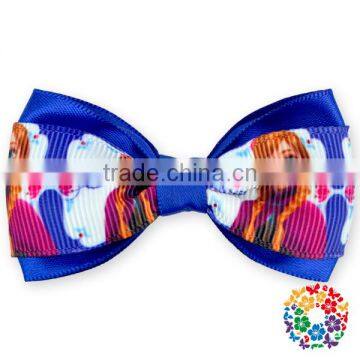 Adorable Movie Cartoon Printed Bowknot Baby Girls Grosgrain Ribbons Hair Bow