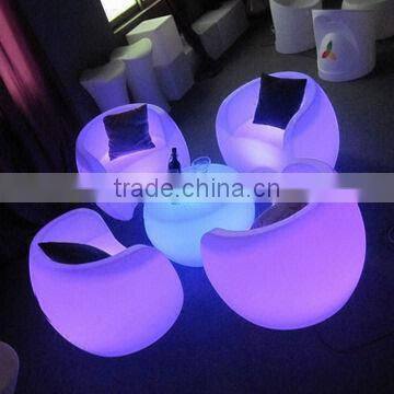 58*58*49cm Used Home Bar Furniture LED Lighting Round Coffee Shop Table with Chair