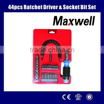 44pcs Ratchet Driver & Socket Bit Set