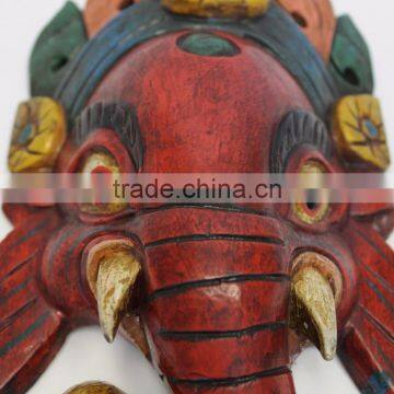 Hand Crafted Wooden Mask of Hindu Lord Ganesh Wall Hanging Made In Nepal photo-2