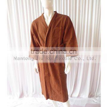 Brown Bathrobe For Women Spa Cmfortable Cotton Waffle Bathrobe Winter Warm Long Sleeve Pajamas