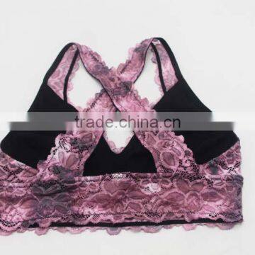 Ladies Beautiful Lace Bra With Back Cross Strap photo-2
