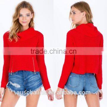 Winter Lady Zip Front Cowl Neck Sweater Knitting Pattern photo-6