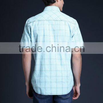 Fashion Short Sleeve Casual Design High Quality 100%Cotton Check Men Shirt photo-2