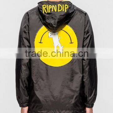 OEM Service Latest Design Men Hoody Balck Windbreaker Jacket photo-3
