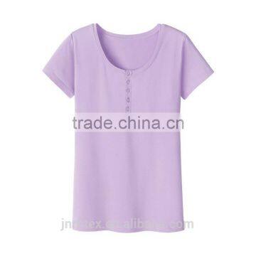Plain no Brand Short Sleeve Cotton T-shirt With Fastener for Girls photo-6