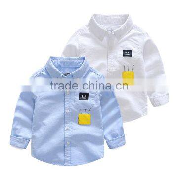 S33464W Children Cotton Long Sleeve Baby Boys Cute Embroidery Blouses