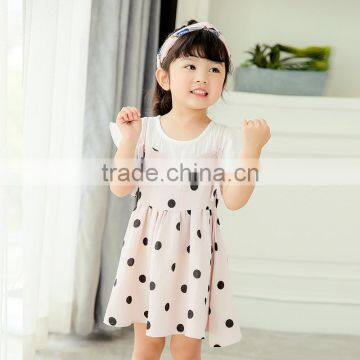 S17580A Girl Summer Clothing Cotton Dot Printed Dress for Kids