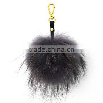 Myfur High Quality Real Raccoon Fur Keychain/Real Raccoon Fur Pom Poms/Pom Pom Fur Key Chain photo-5