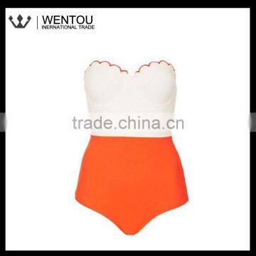 New Design Double Scallop Trim Swimsuit photo-6