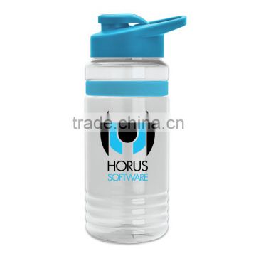 USA Made 20 oz. BPA-Free Tritan Stripe Water Bottle With Drink-Thru Lid - has snap lid, silicone grip and comes with your logo