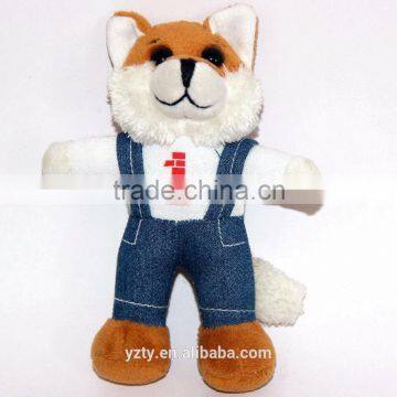 custom promotional 10cm plush fox baby toy keychain /furry fox keychain