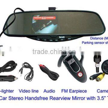 bluetooth rearview mirror handsfree car kit, with 3.5'' TFT monitor bluetooth car mirror BT-728SE