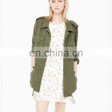 New Style High Quality Long Sleeve Womens Military Jacket Wholesale photo-2