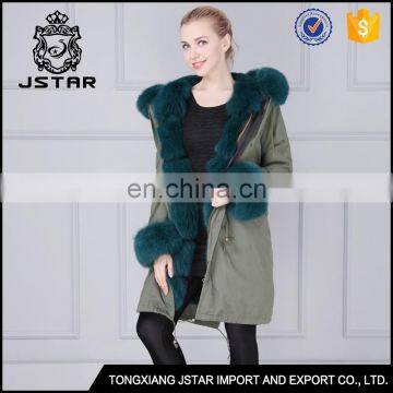 Latest fashion womens fur trimmed raccoon fur parka with fur lining