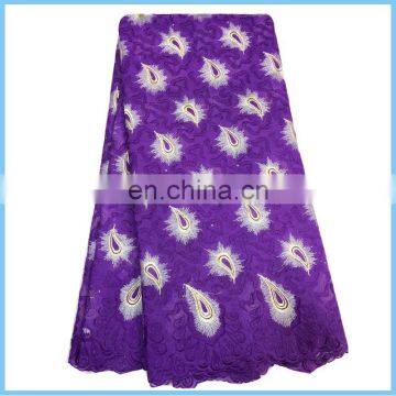 Purple top quality african lace fabrics big swiss voile lace for women dress M15101318