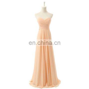 Cheap Bridesmaid Dresses Wedding Party Gowns 2016 Hot Sale Sweetheart Lace-up Back Chiffon Long Evening Dreses for Wedding