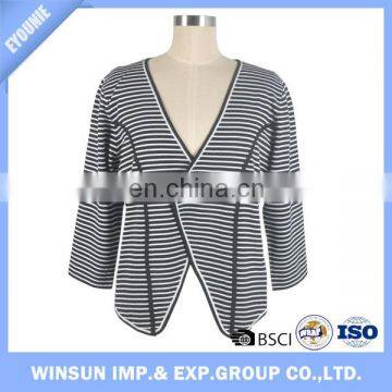 Knit Stripe Latest No Button Cardigan Sweater Designs For Girls