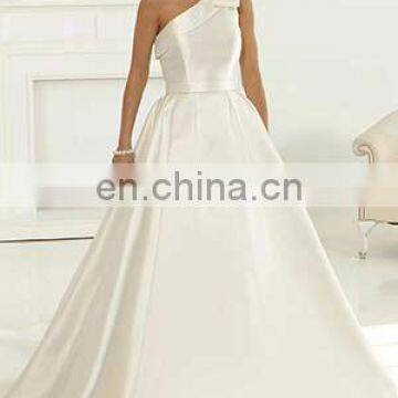 one shoulder a-line elegance wedding gown