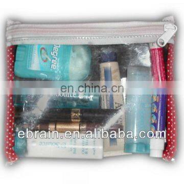 transparent PVC cosmetic bag for realistic type design,polyester materail mini cosmetic bag