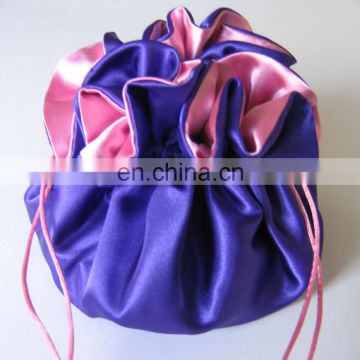 Excellent quality round bottom satin drawstring jewelry bags