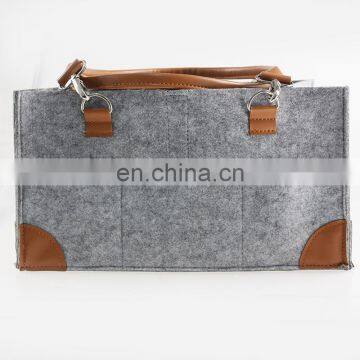 Customized Felt Diaper Caddy With Leather Corner photo-2