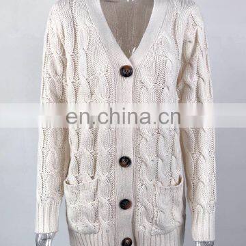 Hot Casual Solid Color Twist Button Jacket Cardigan Sweater For Women photo-7