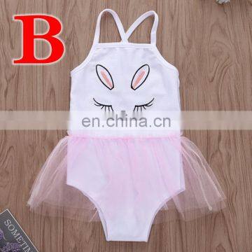 Girls Kids Beach Wear Wholesale Toddler Bathing Suit EASTER DAY BUNNY Embroidery Swimming photo-2