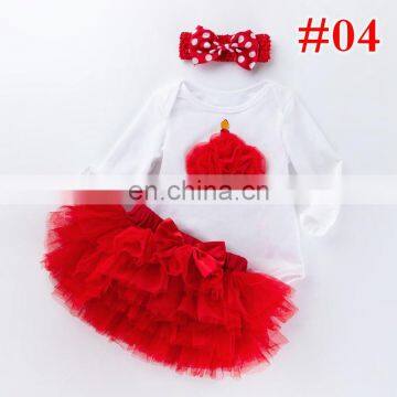3PCS SET Baby Outfit RED HEART ROMPER & 6LAYER TUTUS SKIRTS & BOW HEADBAND Valentines Day Kids Clothing Set photo-4