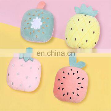 Cute plush vocal bite resistant interactive fruit shape catnip toys for cat and dog