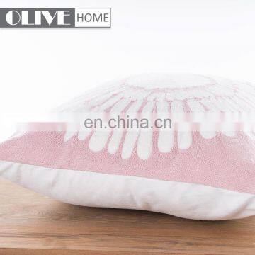 2018 High Quality Crocheted Sofa Embroidery Flower Design Pink Cushion With Invisible Zipper photo-6