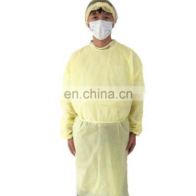 Impervious Level 1 PP Isolation Gown Disposable Yellow Doctor Uniform photo-2