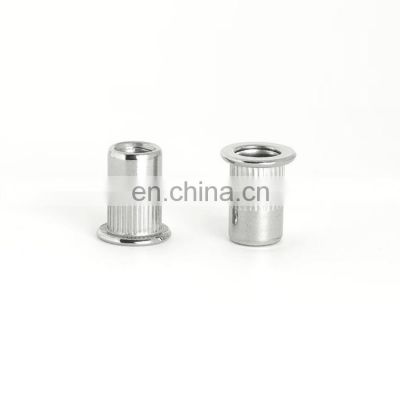 Free samples aluminum knurled body flat head rivet nut